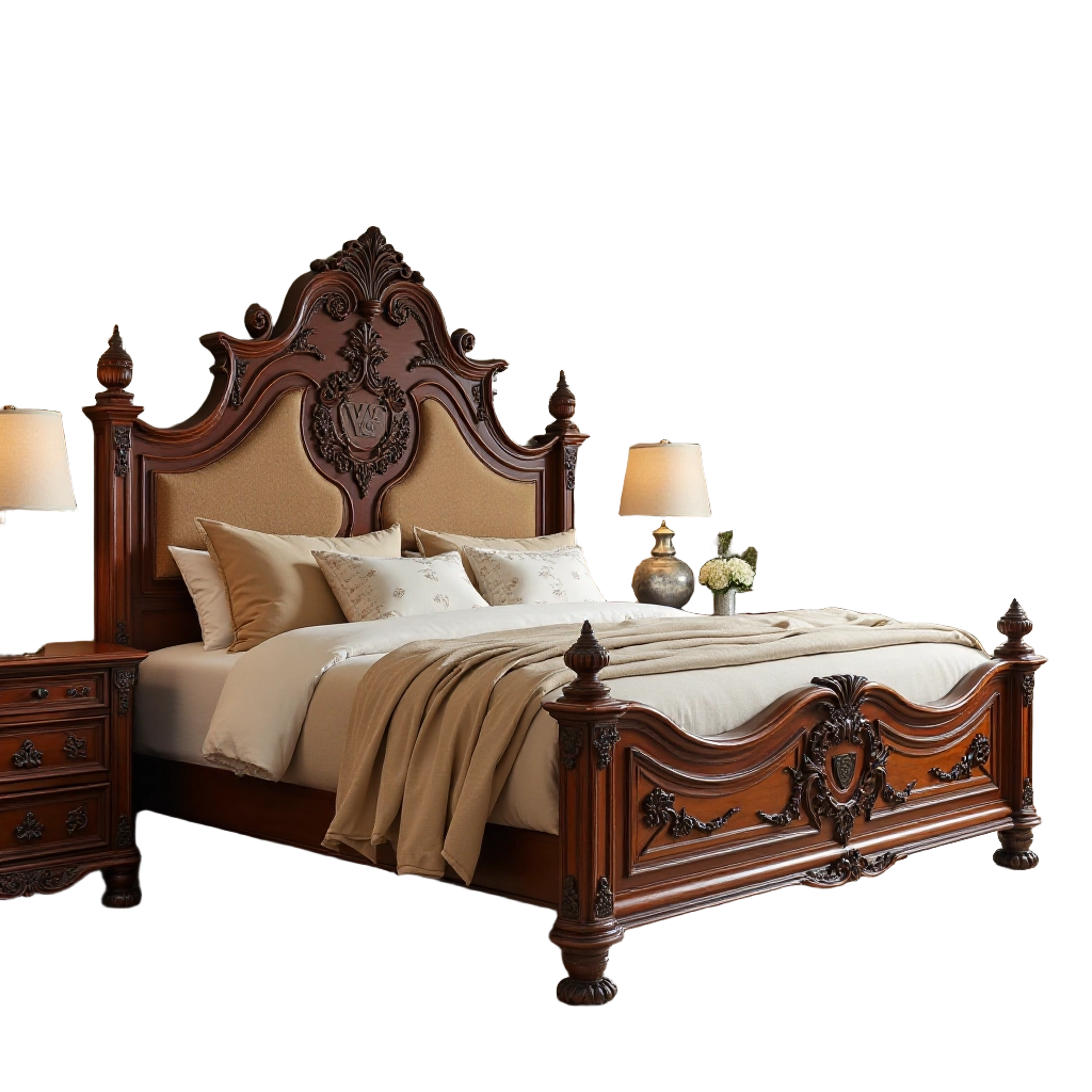 Luxurious Wood Carved Bed